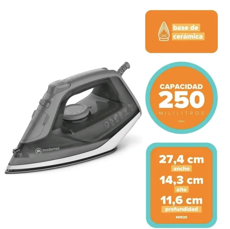 Plancha a vapor Mademsa con base de cerámica - 3