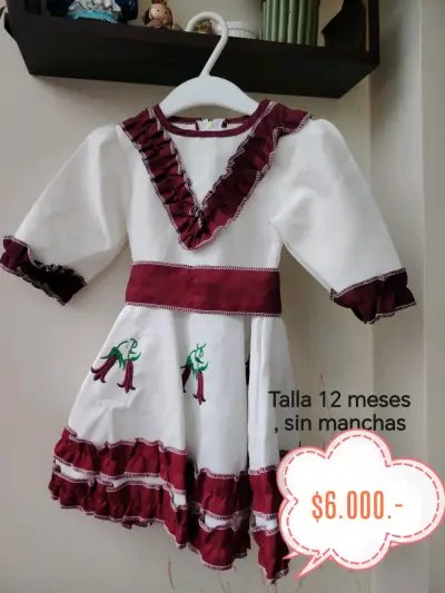 Vestidos cueca de niña rojo con flores 9ses - miniatura 3