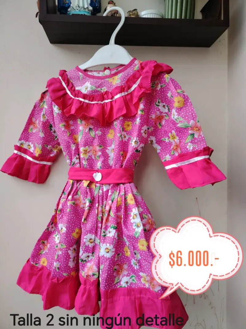 Vestidos cueca de niña rojo con flores 9ses - 4