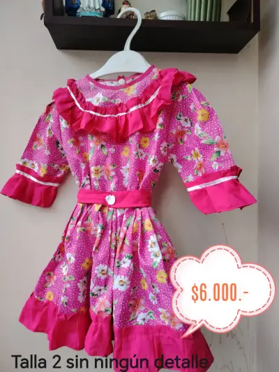 Vestidos cueca de niña rojo con flores 9ses - miniatura 4