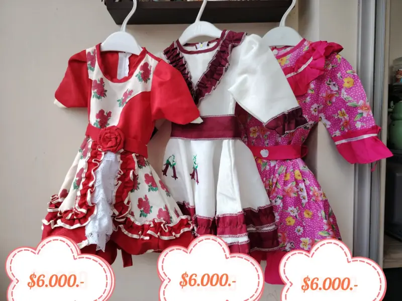Vestidos cueca de niña rojo con flores 9ses - 5