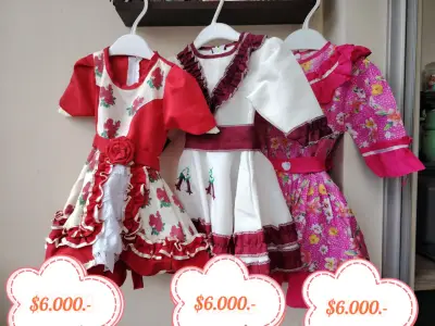 Vestidos cueca de niña rojo con flores 9ses - miniatura 5