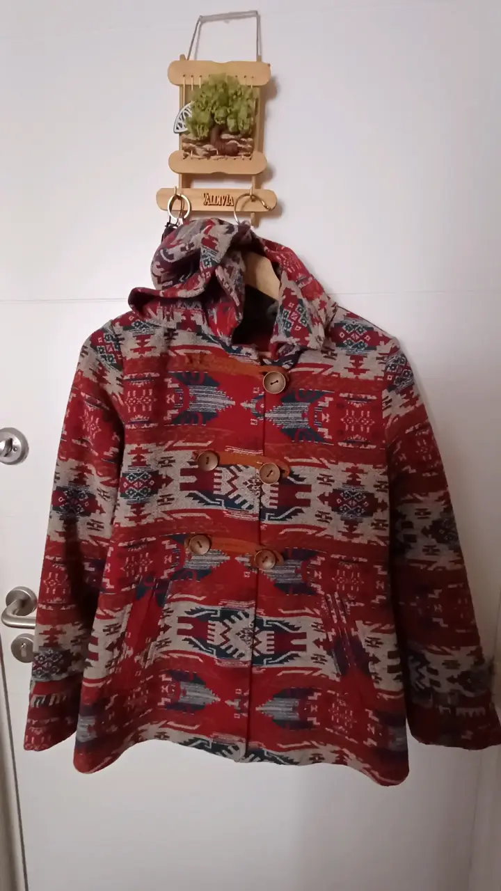 Abrigo étnico con capucha para mujer - 1