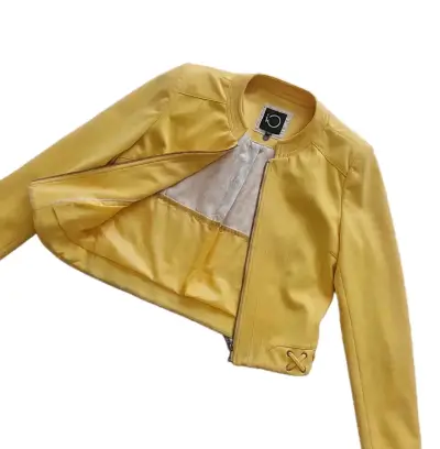 Chaqueta amarilla mostaza corta para mujer IO - miniatura 1