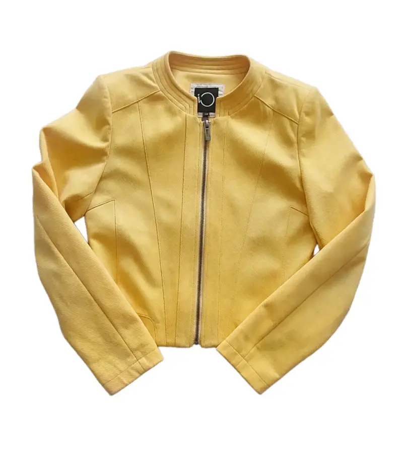 Chaqueta amarilla mostaza corta para mujer IO - 2