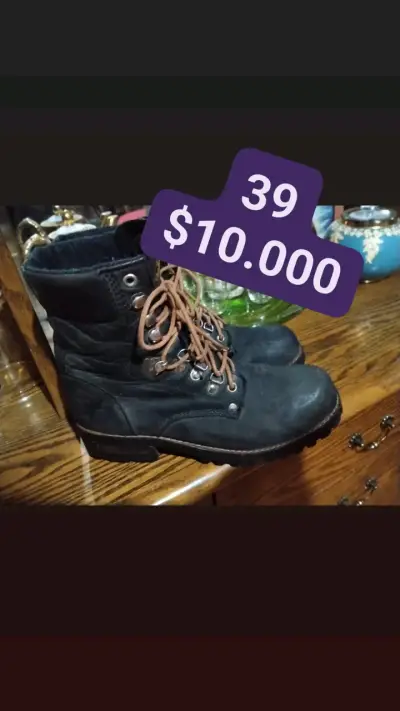 Botas de cuero negras talla 39 - miniatura 1