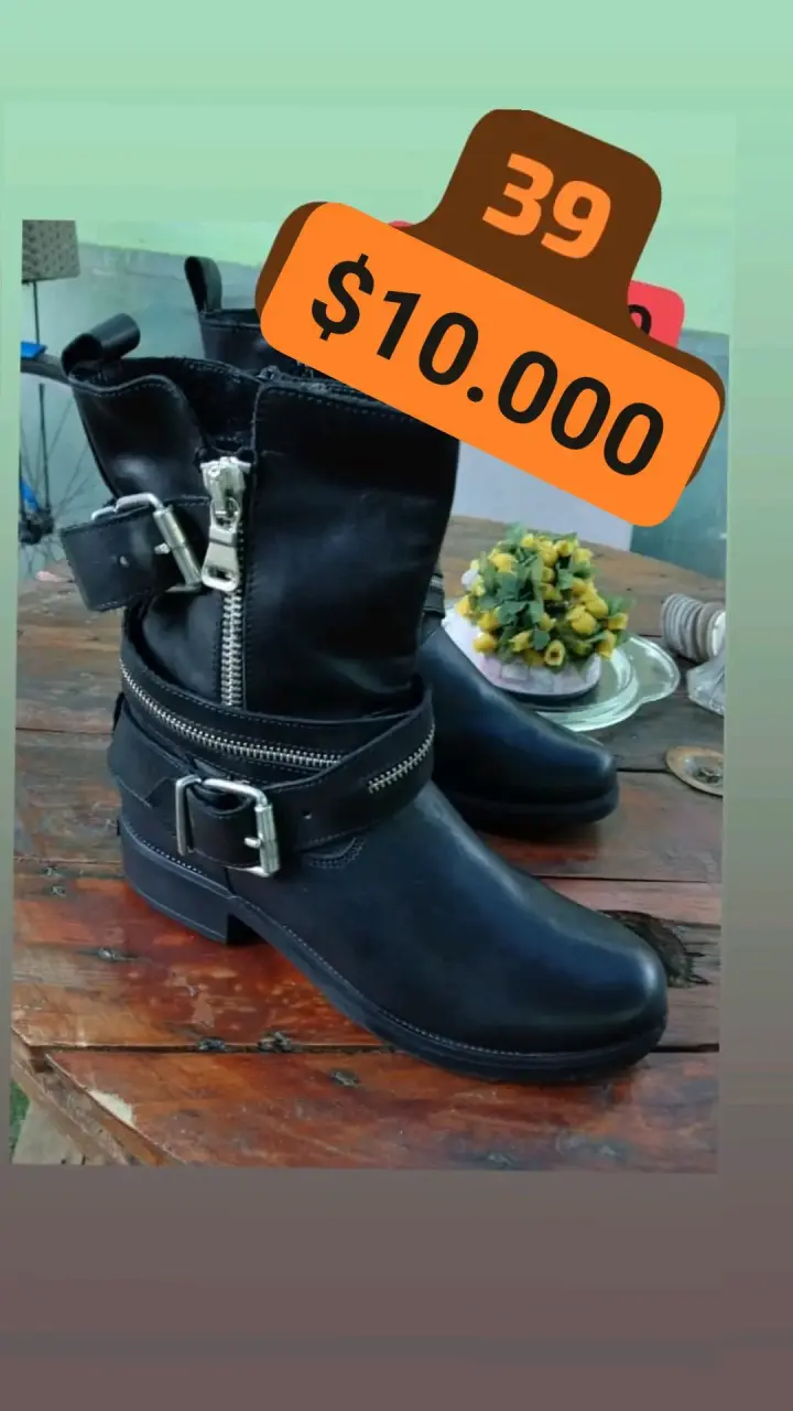 Botas de cuero negras talla 39 - 6