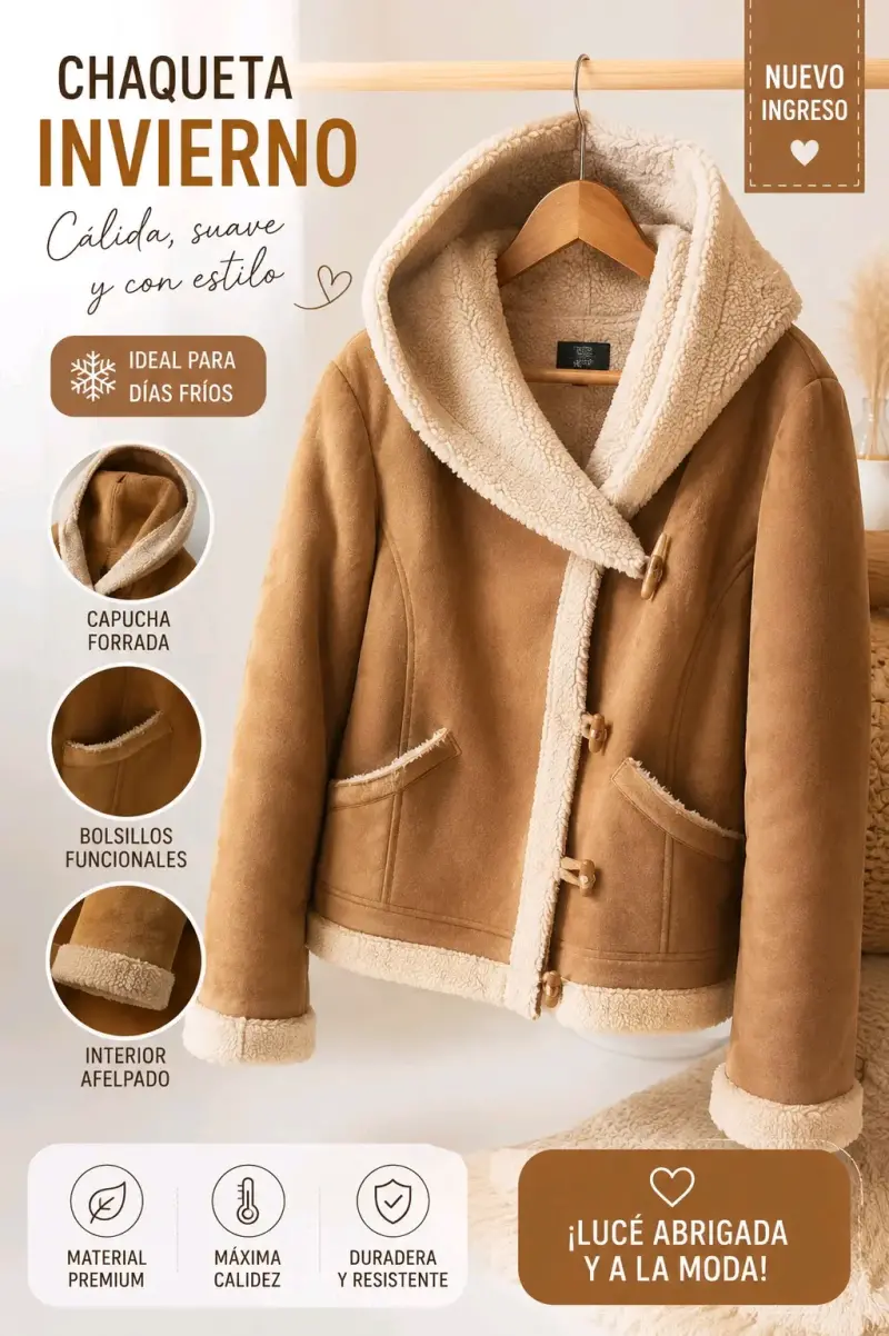 Chaqueta de invierno con capucha forrada - 4