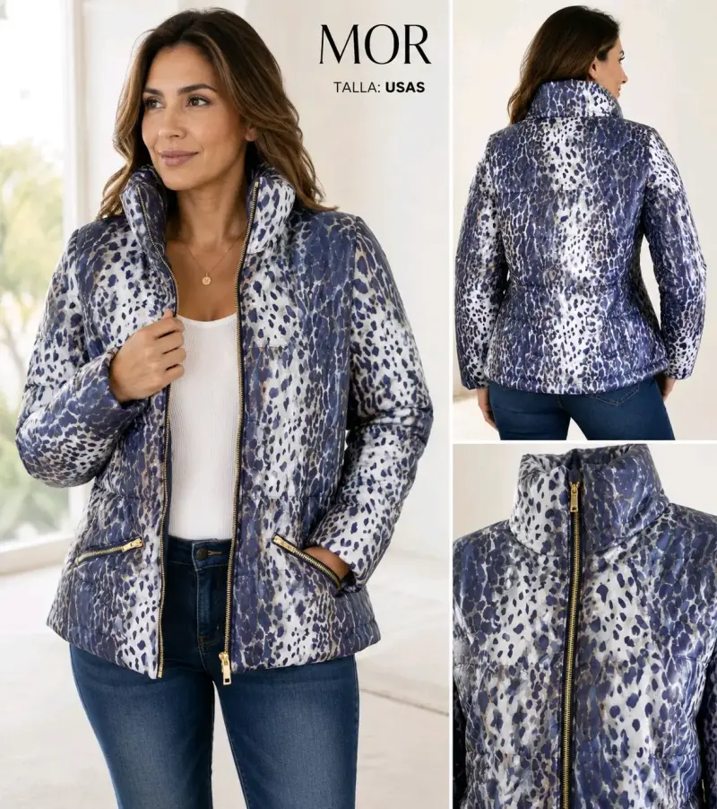 Parka acolchada, animal print - 4