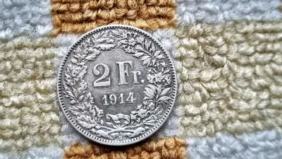 Moneda Suiza Plata 2 Francos 1914. Un Euro. - miniatura 1