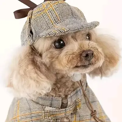 Disfraz de detective para perro con sombrero - miniatura 1
