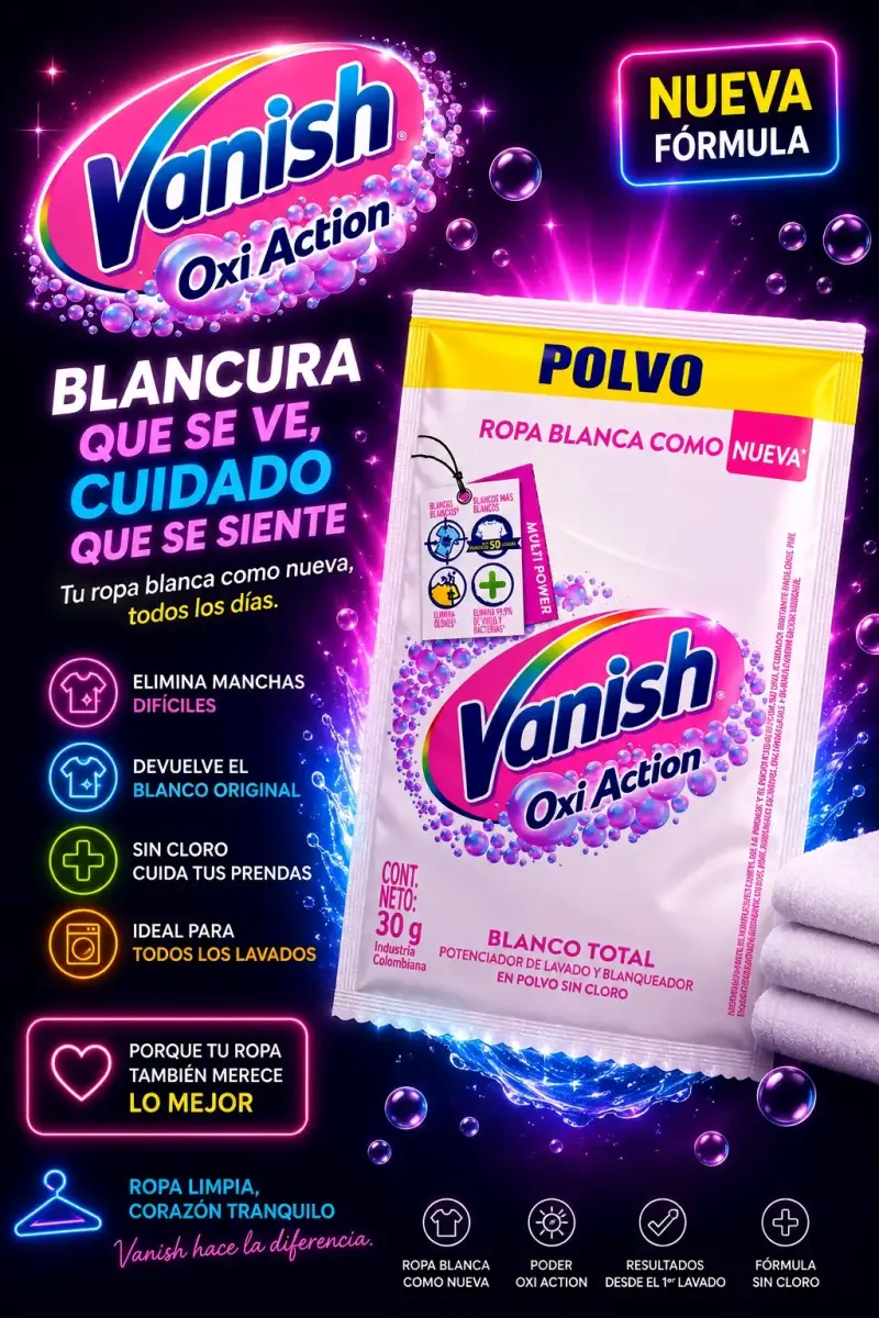 Detergente en Polvo Vanish Oxi Action 30g