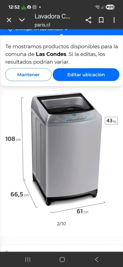 Lavadora carga superior Fensa 43 kg - miniatura 1