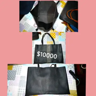Bolso tote negro de cuero sintético - miniatura 1