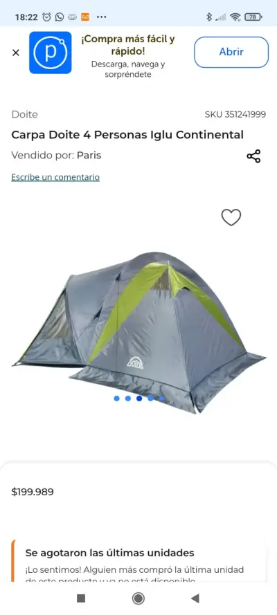 Carpa Doite 4 Personas Iglu Continental - miniatura 2