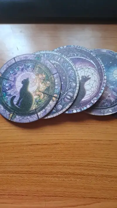 Set de Posavasos Redondos con Diseño Artístico - miniatura 2