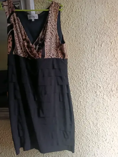 Vestido negro con estampado animal print Studio I - miniatura 1