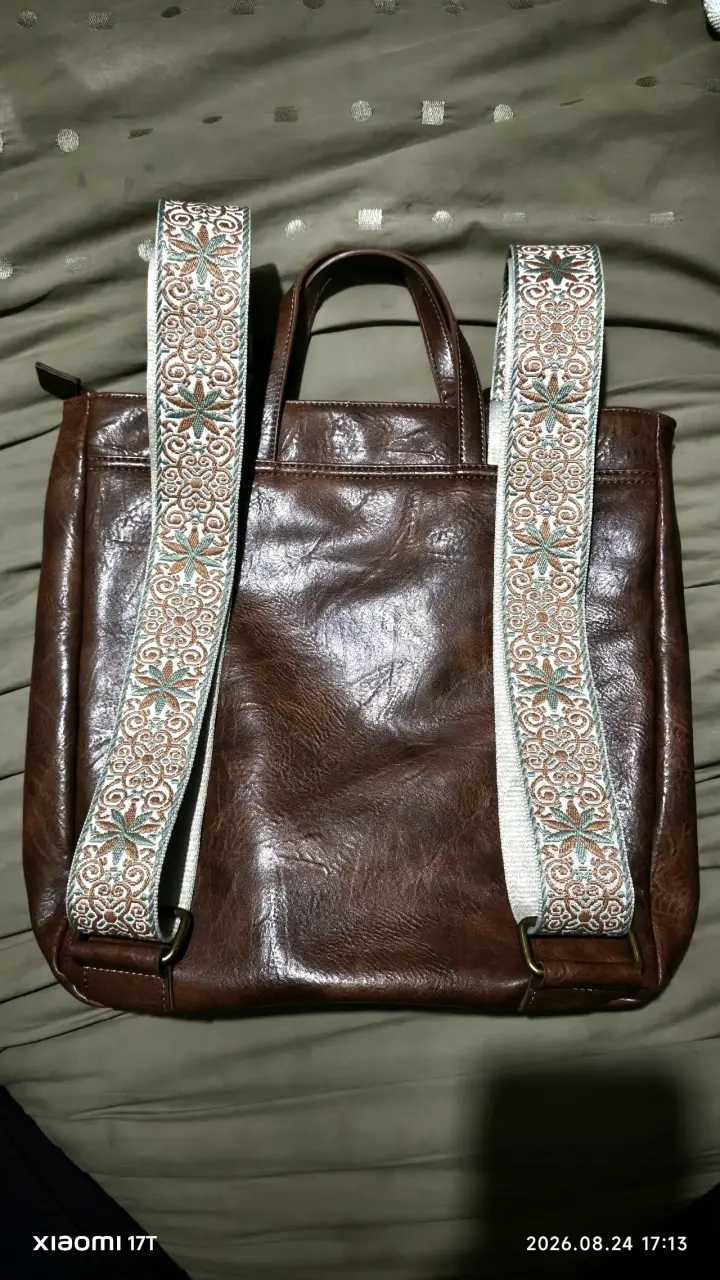 Mochila de cuero marrón Lounge con correas decorativas - 3