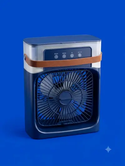 Ventilador portátil mini con asa de cuero - miniatura 1