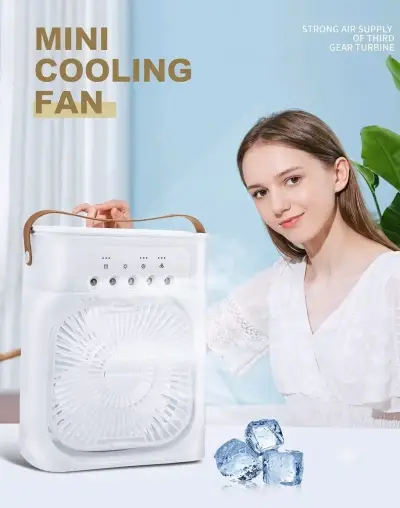 Ventilador portátil mini con asa de cuero - miniatura 2