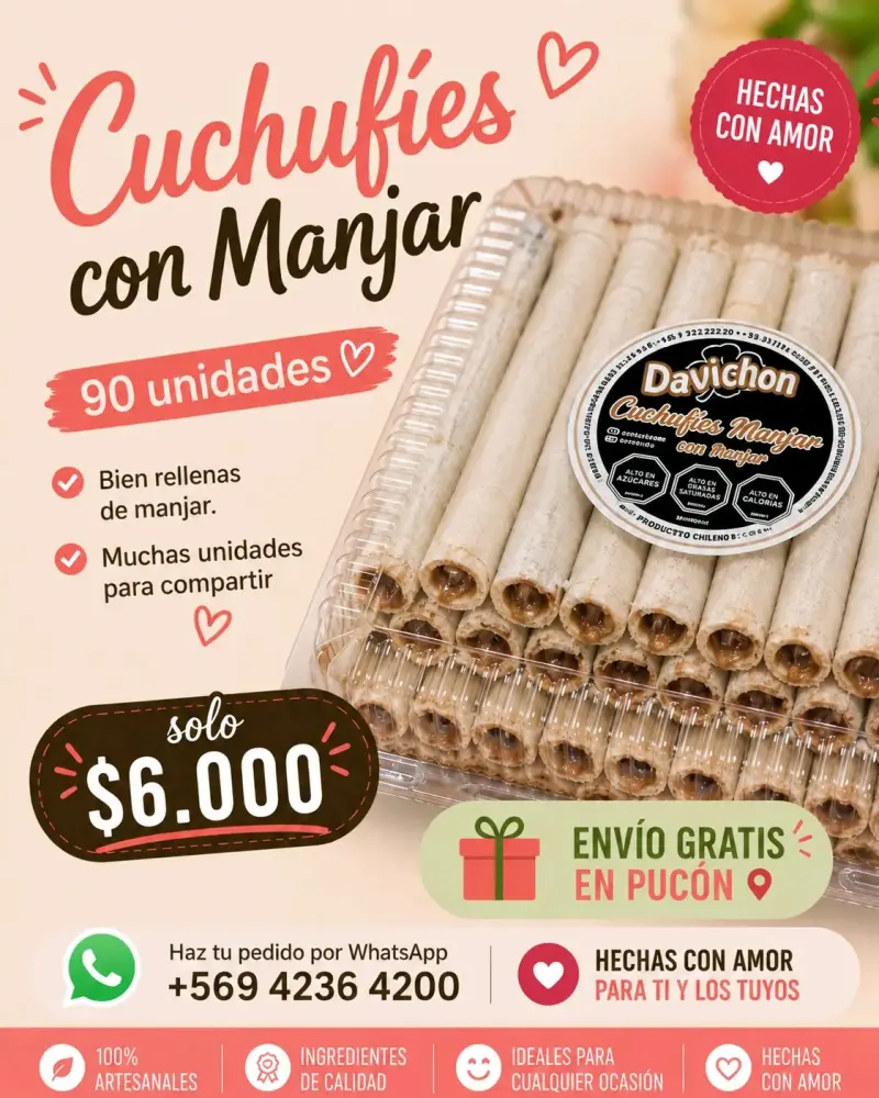 Cuchuflíes con Manjar 90 unidades