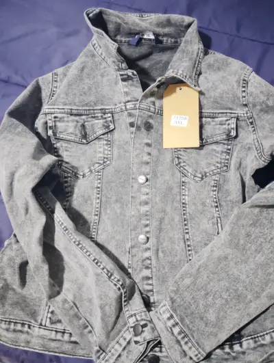 Chaqueta de mezclilla gris 3XL para mujer - miniatura 1