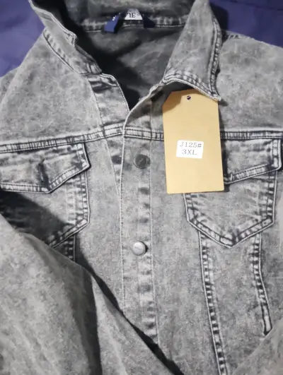 Chaqueta de mezclilla gris 3XL para mujer - miniatura 2