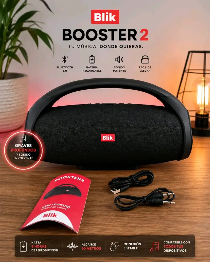 Parlante Bluetooth Blik Booster 2 con sonido potente - 1