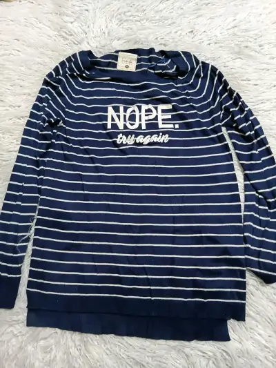 Polerón a rayas azul con texto 'Nope. Try Again' - miniatura 1