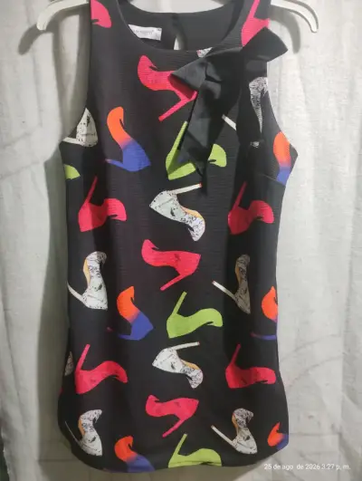 Vestido sin mangas con estampado de zapatos - miniatura 1