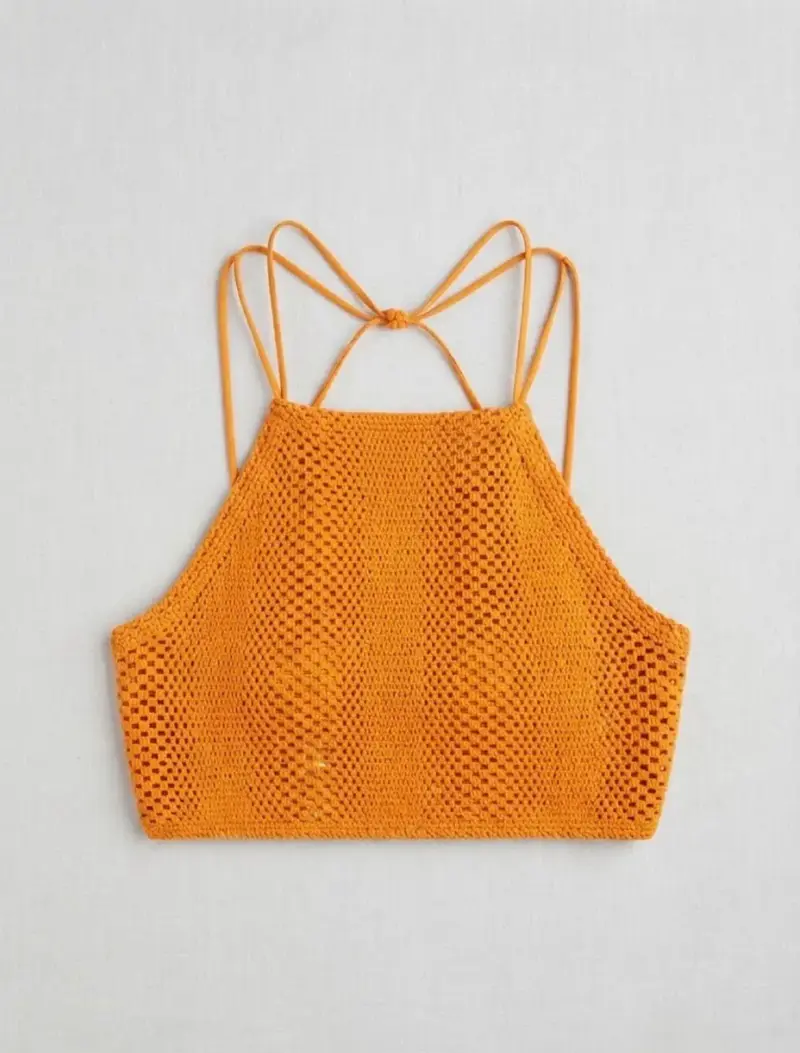 Top crochet naranja Zara para mujer - 1