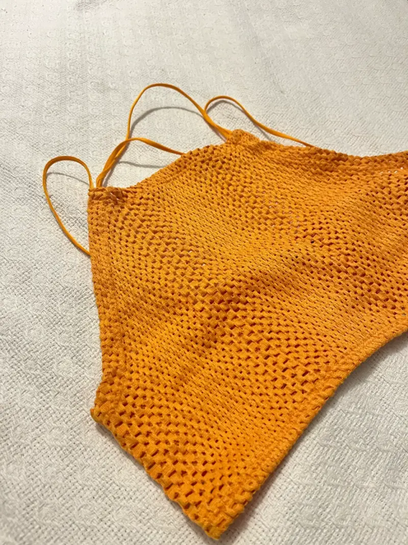 Top crochet naranja Zara para mujer - 2