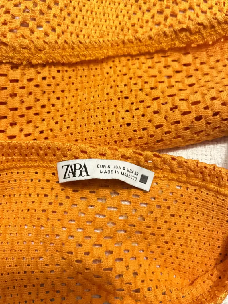 Top crochet naranja Zara para mujer - 4