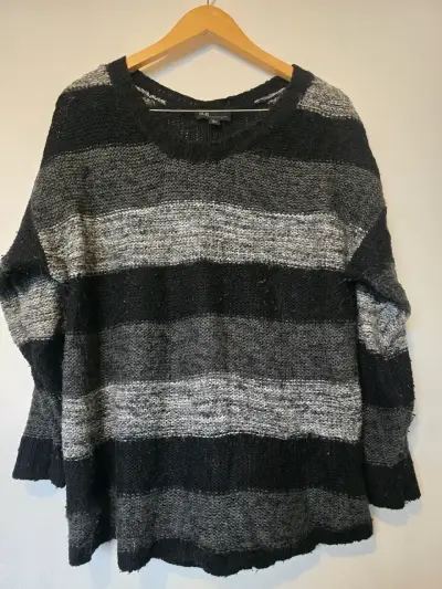 Sweter de rayas negro y gris AGB para mujer - miniatura 1