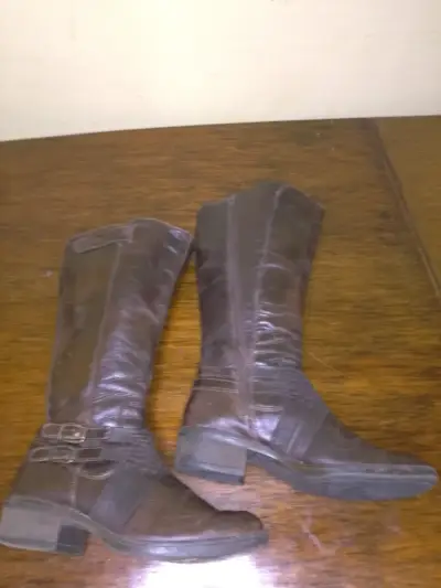 Botas de cuero marrón para mujer - miniatura 4