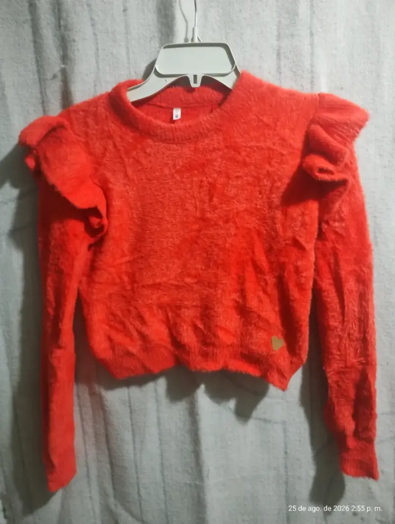 Suéter Rojo con Volantes para Mujer