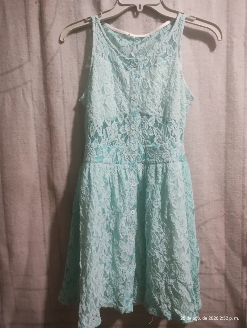 Vestido de encaje verde agua  para mujer