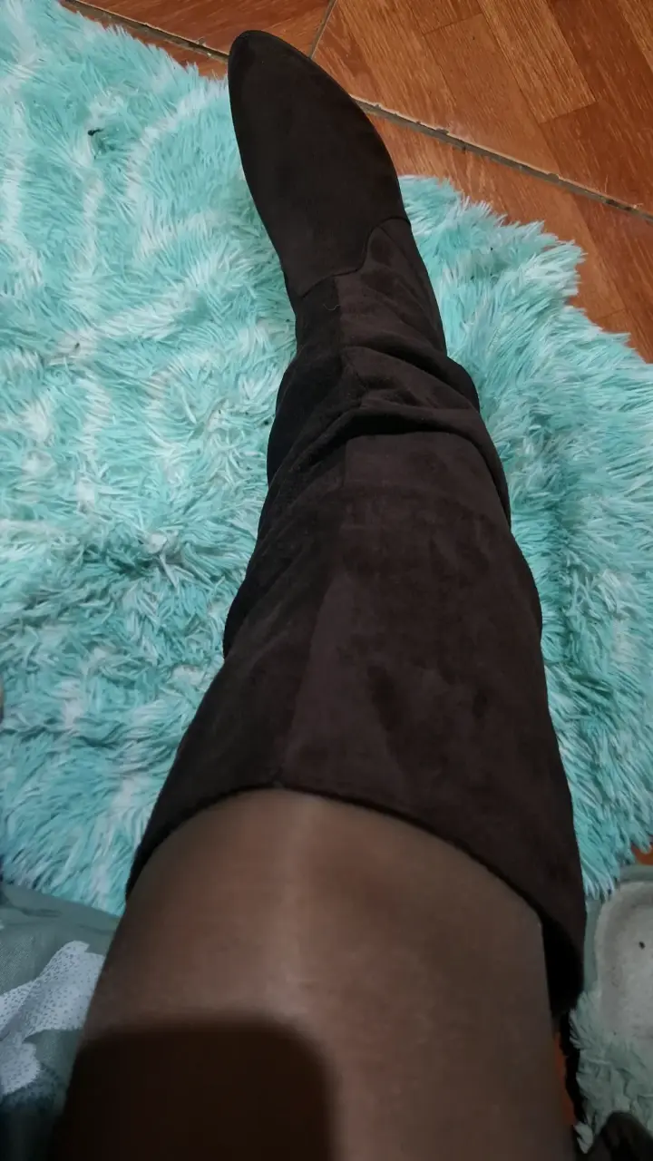 Botas altas de gamuza marrón para mujer - 2