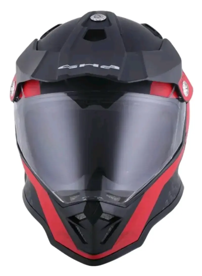 Casco de moto GHB negro y rojo con visera - 1