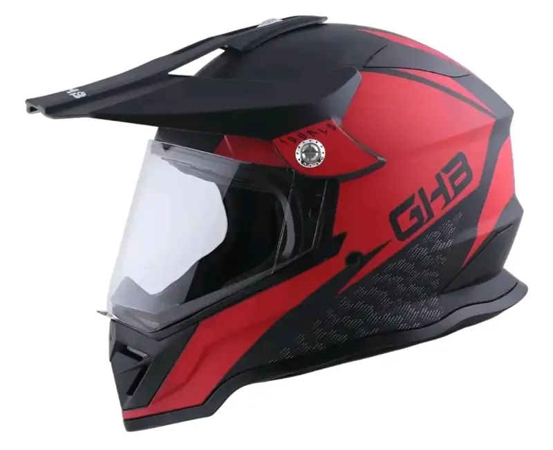 Casco de moto GHB negro y rojo con visera - 2