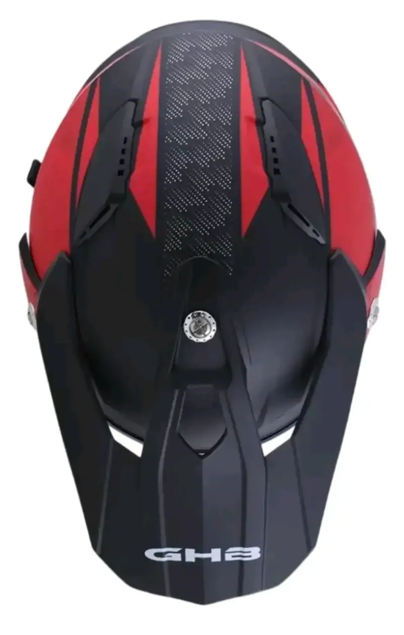 Casco de moto GHB negro y rojo con visera - 4