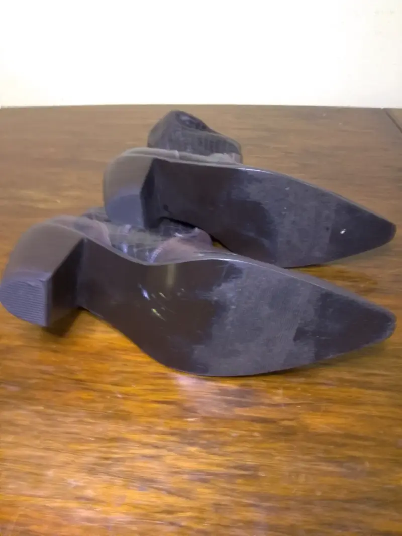 Botines de cuero marrón con tacón bajo - 6