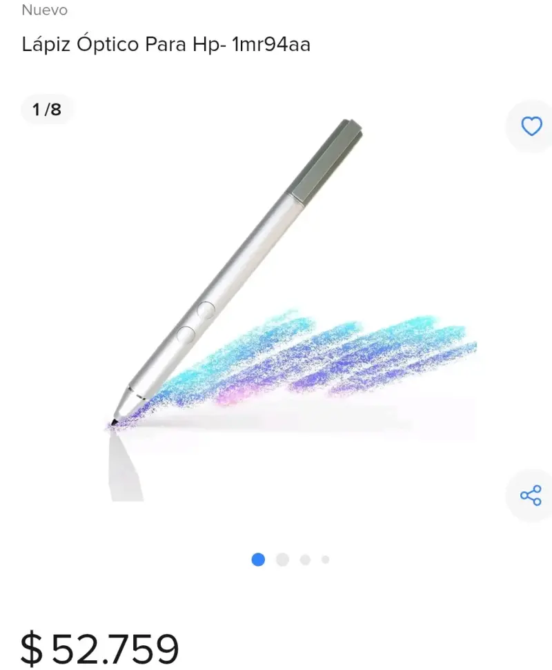 Lápiz Óptico Activo HP 1MR94AA Plata - 1