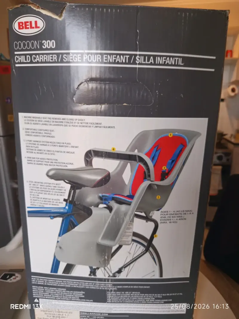 Silla Infantil para Bicicleta 5 puntos - 1