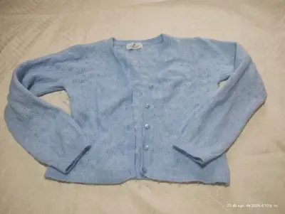 Cardigan de punto azul para niña talla M - miniatura 1
