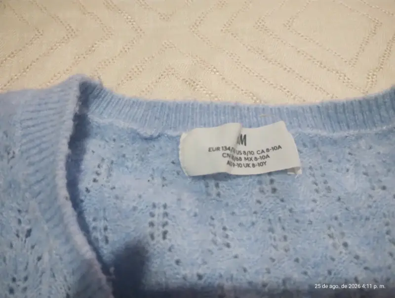 Cardigan de punto azul para niña talla M - 2