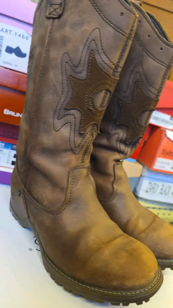 Botas de cuero marrón CAT para mujer - 2
