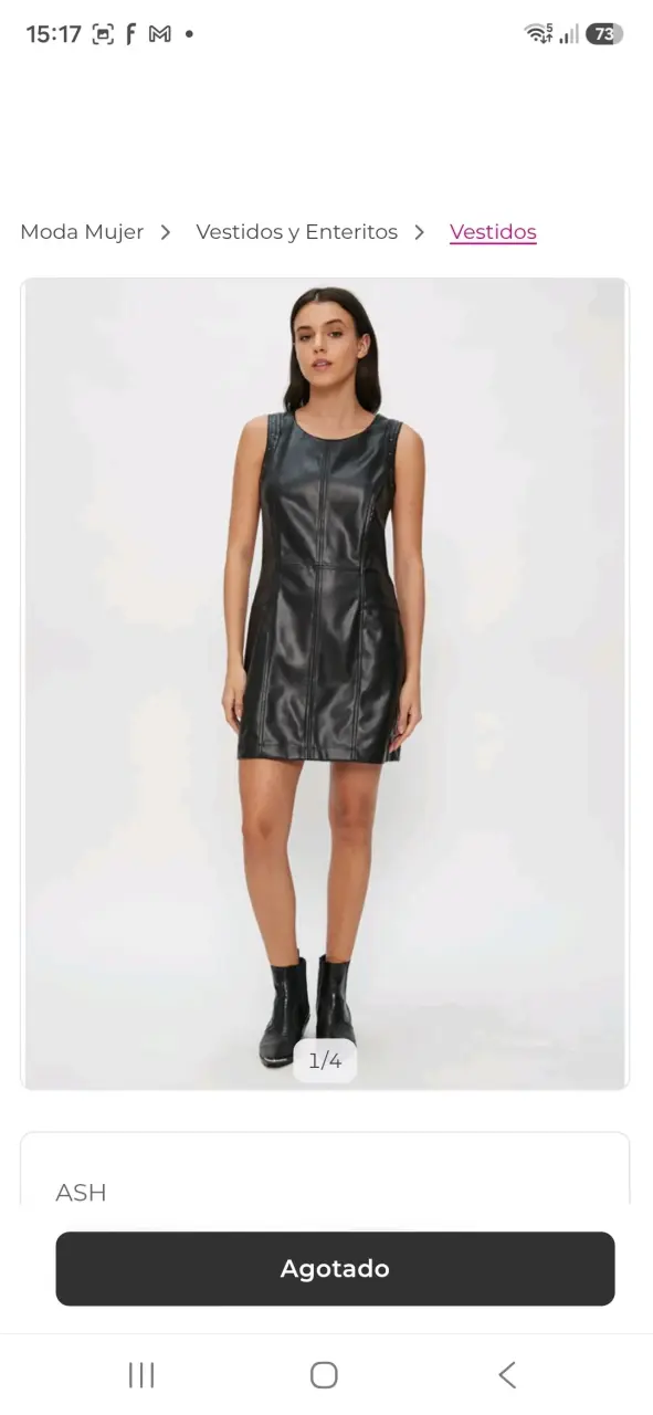 Vestido de cuero negro sin mangas ASH - 4