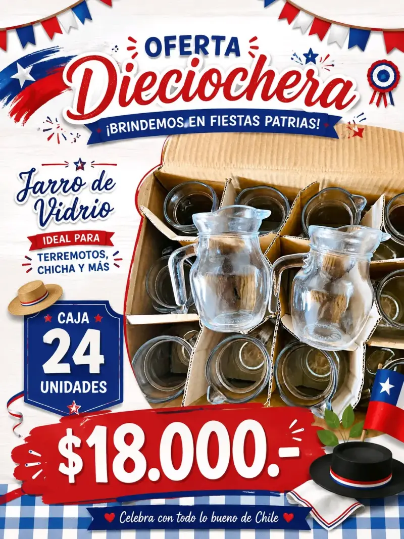 Caja de 24 jarros de vidrio para fiestas