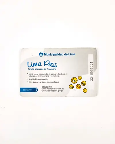 Tarjeta de Transporte Lima Pass, Perú. - miniatura 2